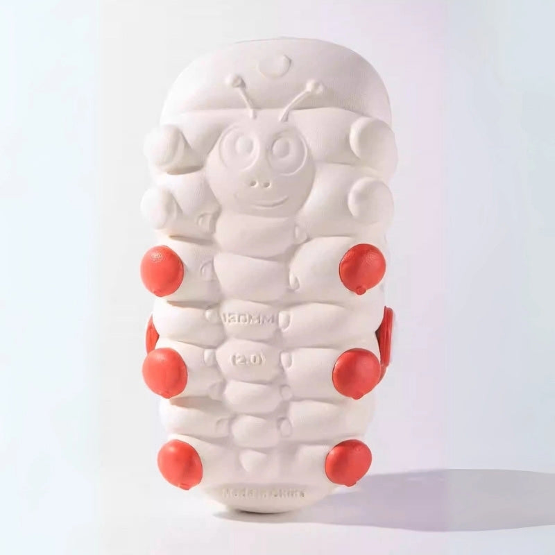 Soft Bottom Caterpillar Cartoon Kids Clog Shoe - White Red