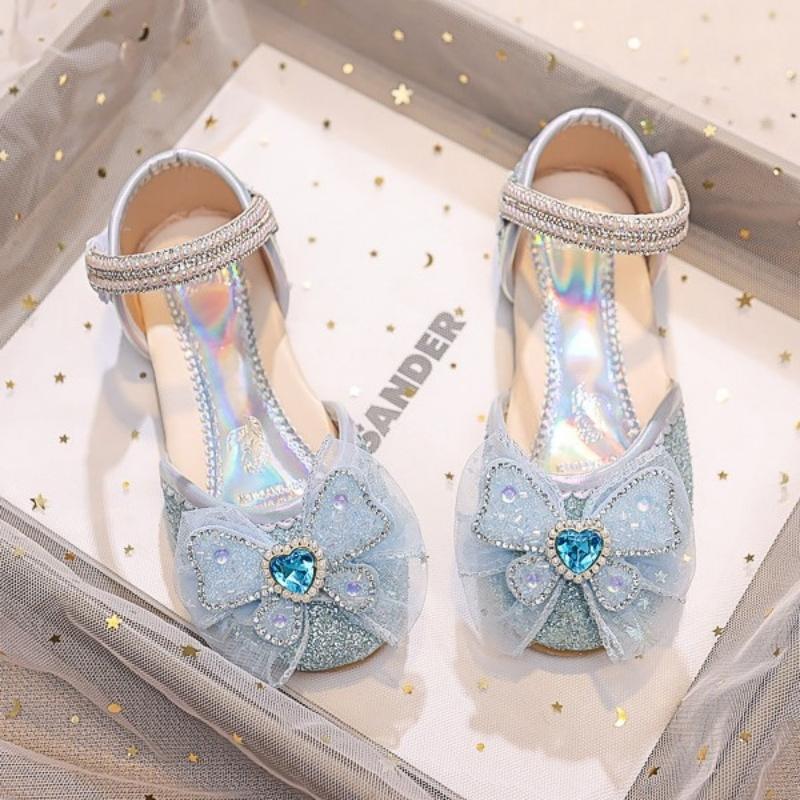 Spring Trend Crystal Bow Soft Girls Sandal - Blue