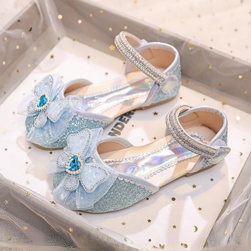 Spring Trend Crystal Bow Soft Girls Sandal - Blue