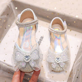 Spring Trend Crystal Bow Soft Girls Sandal - Silver