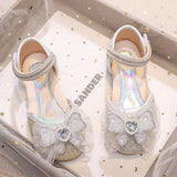 Spring Trend Crystal Bow Soft Girls Sandal - Silver