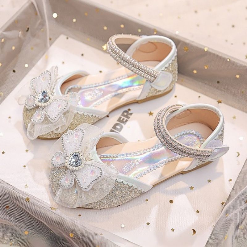 Spring Trend Crystal Bow Soft Girls Sandal - Silver