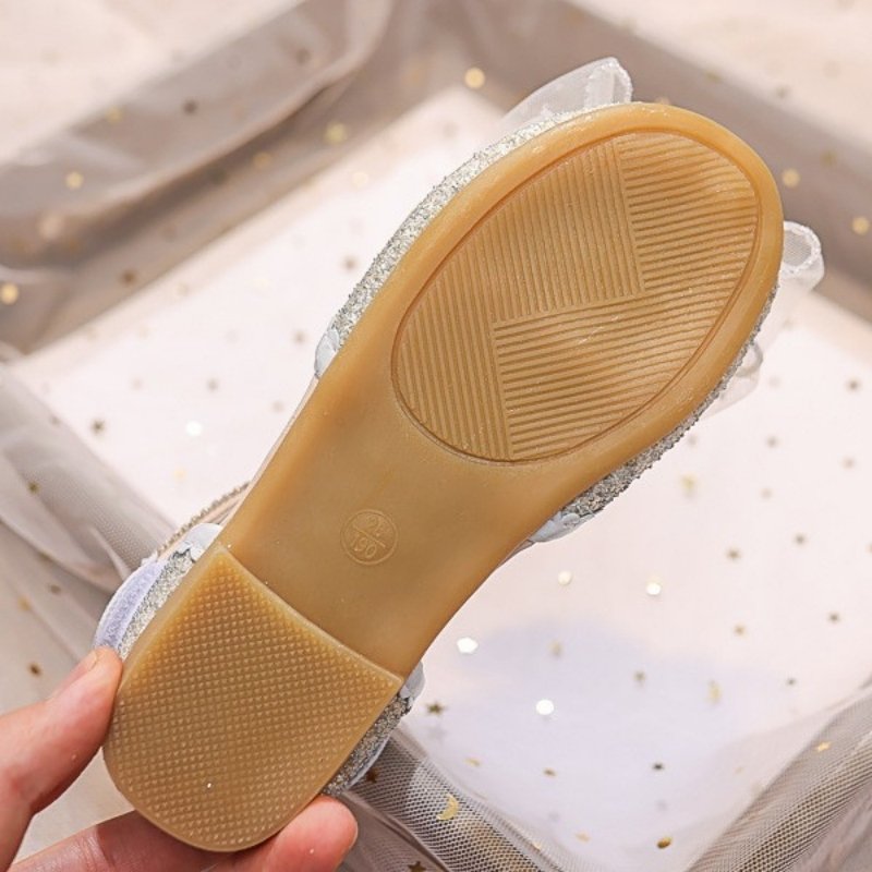 Spring Trend Crystal Bow Soft Girls Sandal - Silver