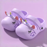 Unicorn Non-slip Soft Kids Cartoon Clog Shoe - Purple