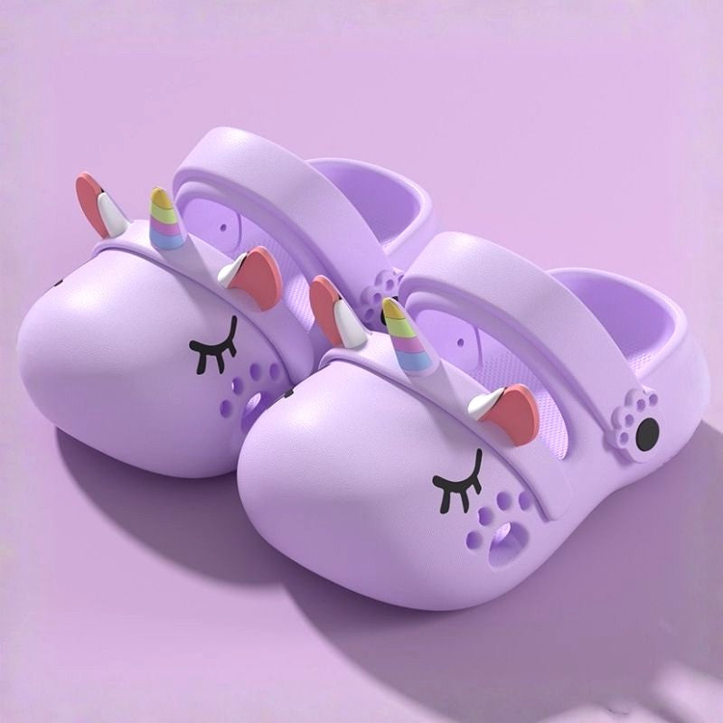 Unicorn Non-slip Soft Kids Cartoon Clog Shoe - Purple