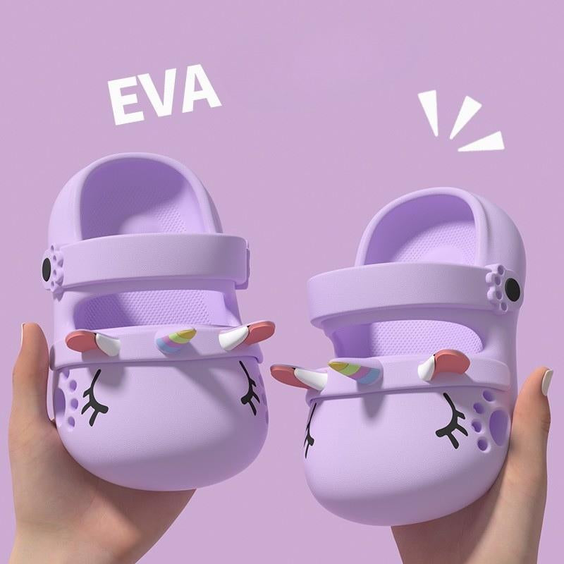 Unicorn Non-slip Soft Kids Cartoon Clog Shoe - Purple