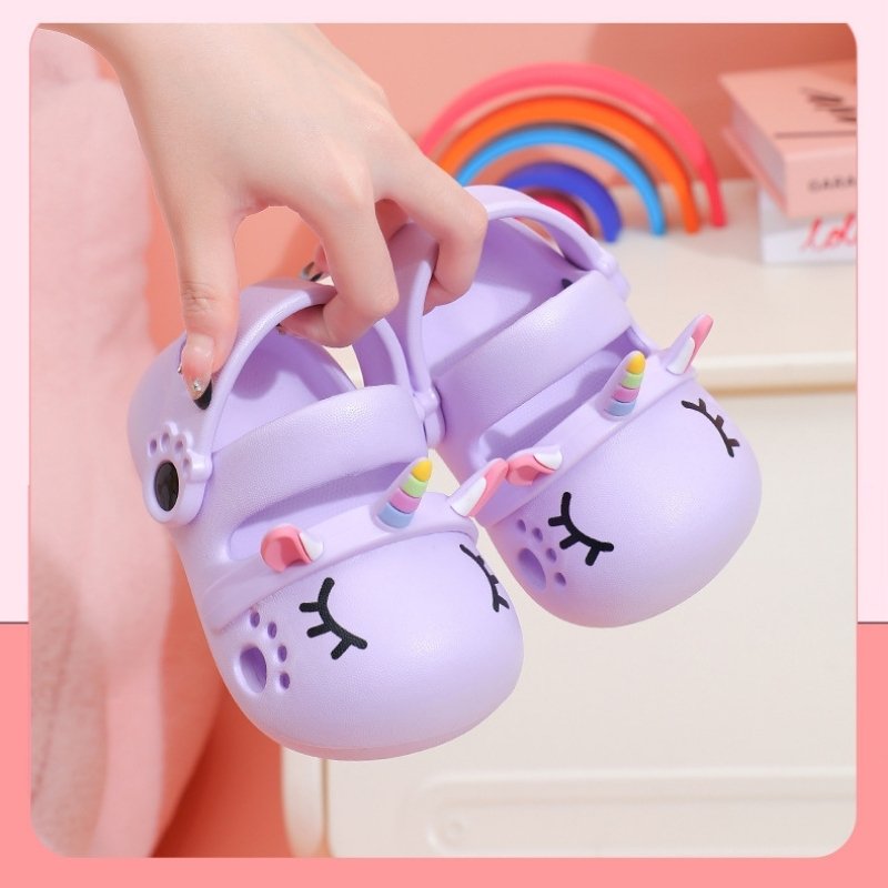 Unicorn Non-slip Soft Kids Cartoon Clog Shoe - Purple